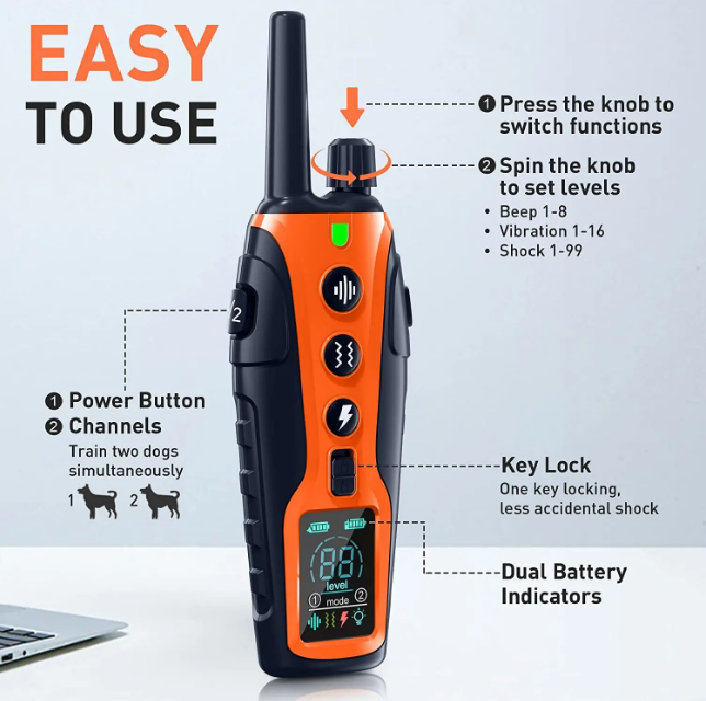 BARKAHOLICS® RS3 Remote Dog Training Shock Collar 1-2 Dogs 1200m S/M/L - BARKAHOLICS®