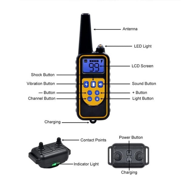 BARKAHOLICS® BH776R Remote Dog Training Shock Collar 1-3 Dogs 800m S/M/L - BARKAHOLICS®