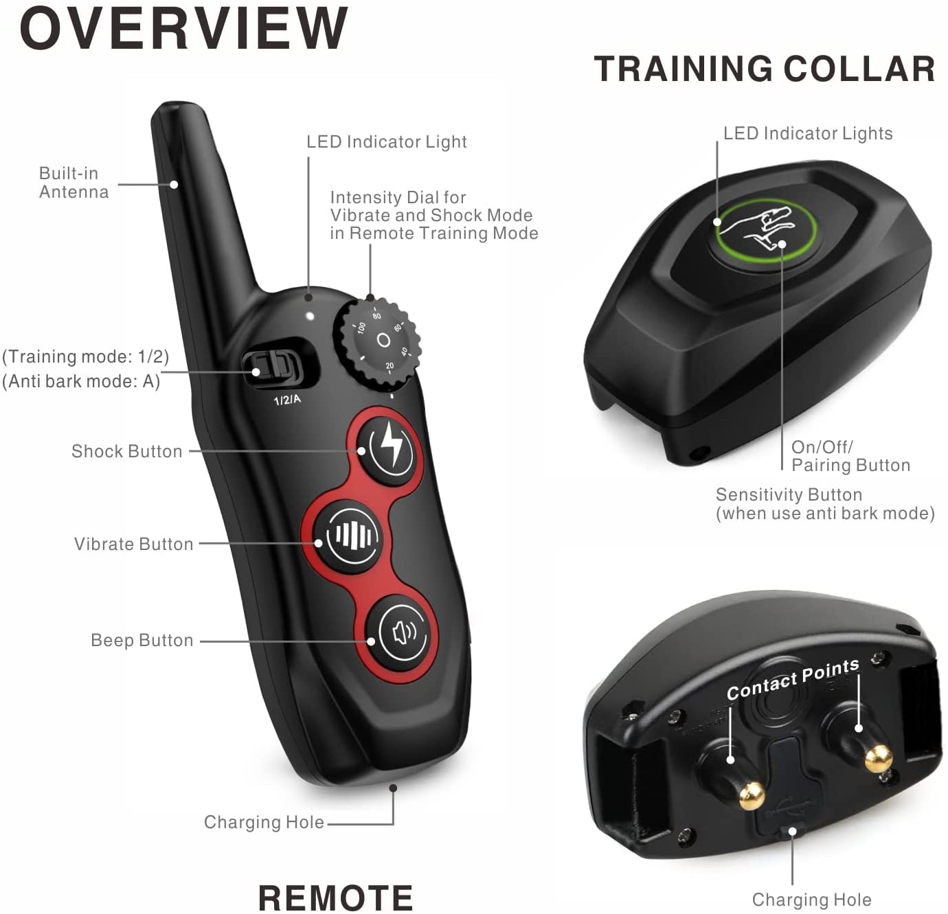 BH400R Rechargeable 2-in-1 Remote Trainer and Bark Control Collar 400m 1-2 Dogs - BARKAHOLICS®