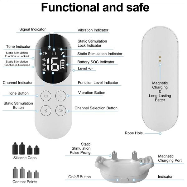 BARKAHOLICS® BH200R Remote Dog Training Shock Collar 1-3 Dogs 300m S/M/L - BARKAHOLICS®