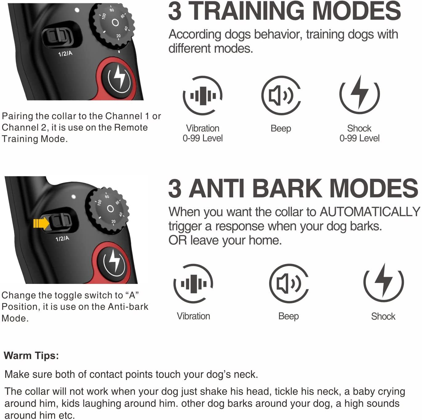 BARKAHOLICS® BH400R 2-in-1 Remote Trainer Bark Control Collar 1-2 Dogs 400m S/M/L - BARKAHOLICS®