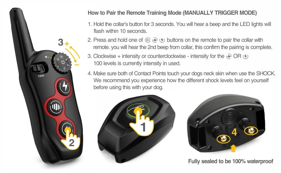 BARKAHOLICS® BH400R 2-in-1 Remote Trainer Bark Control Collar 1-2 Dogs 400m S/M/L - BARKAHOLICS®